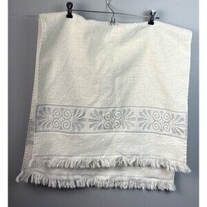 VTG Cannon Santa Cruz Bath Towel White Sculpted Light Blue Insert 43”x 21”